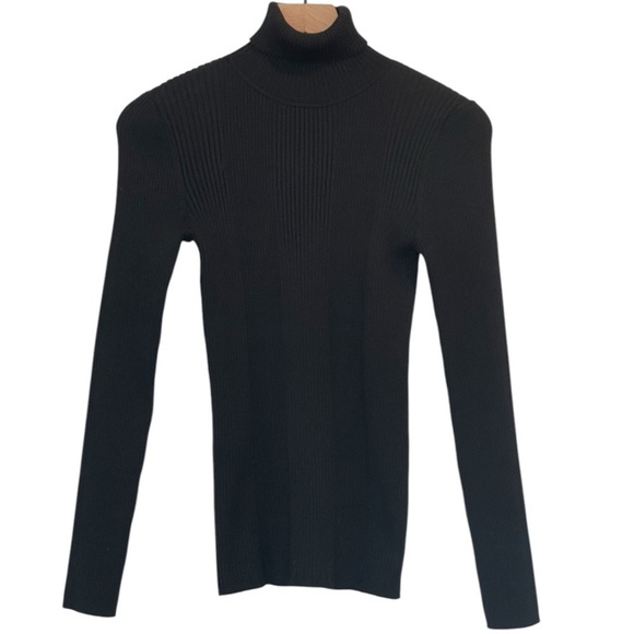 Title nine Sweaters - Title Nine Women’s Black Ribbed Synergy Turtleneck Sweater, Long Sleeves, Size M